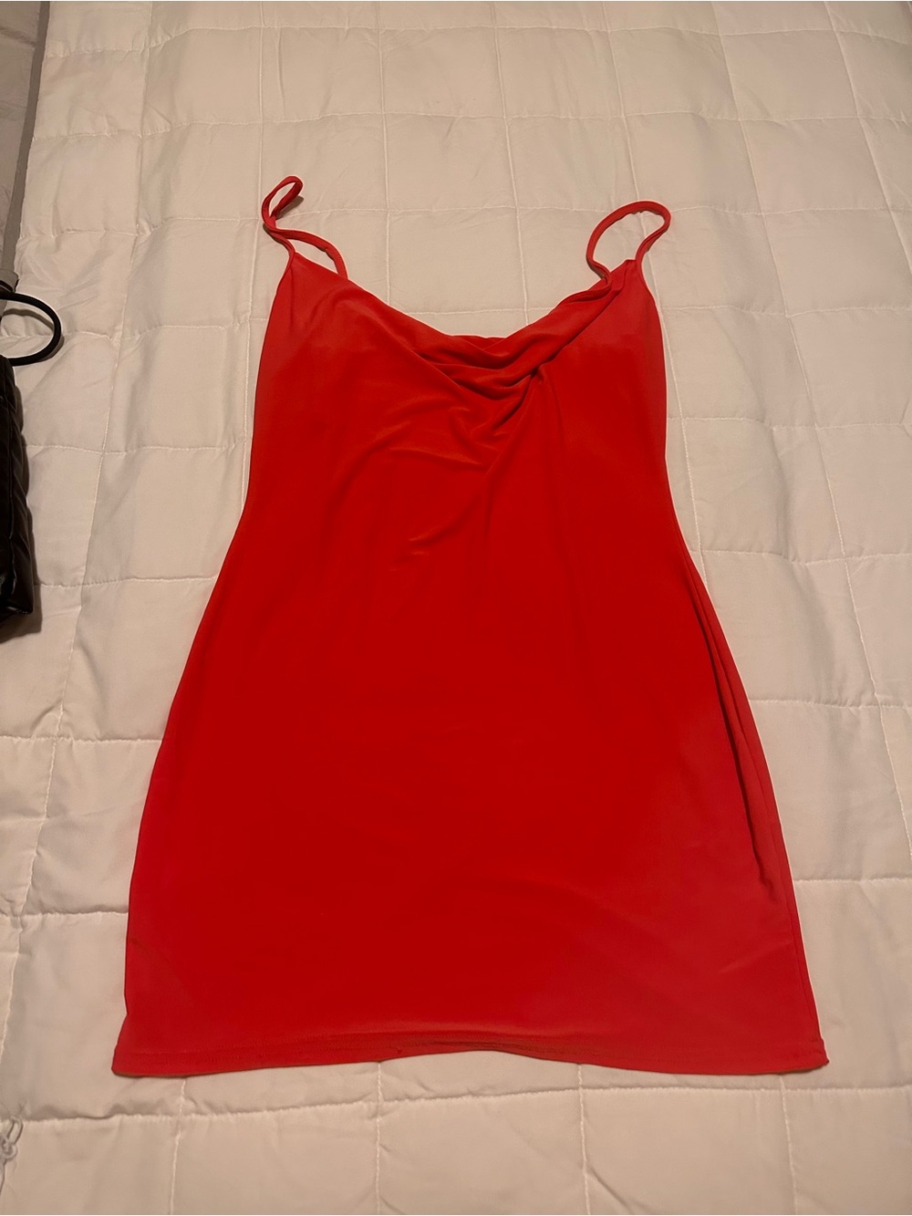 Missguided - Red Slip Dress - Simple Cowl Neck